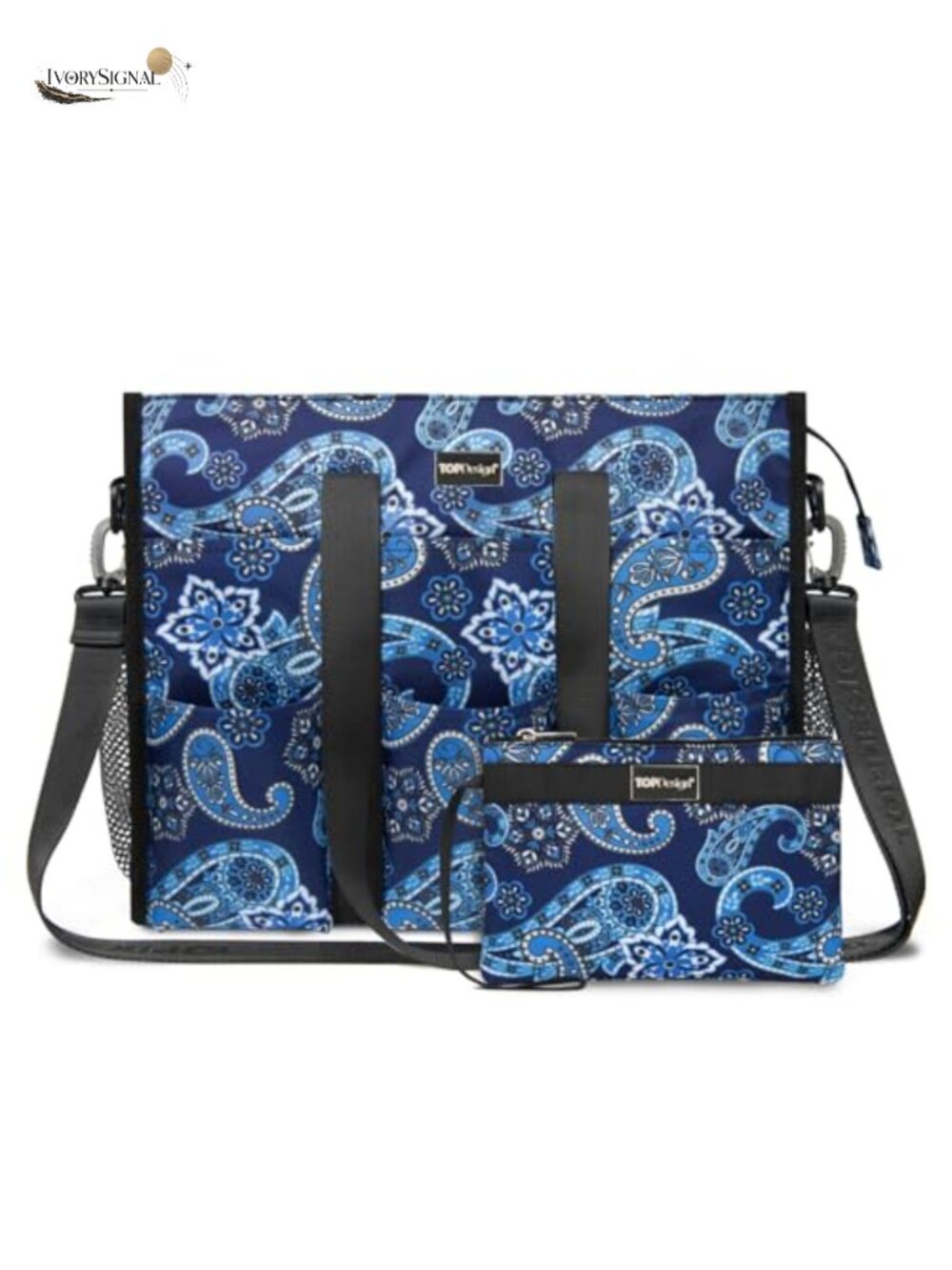 Water Resistant Tote Bag, 22 Pockets, Zipper Closure, 2-Piece Set